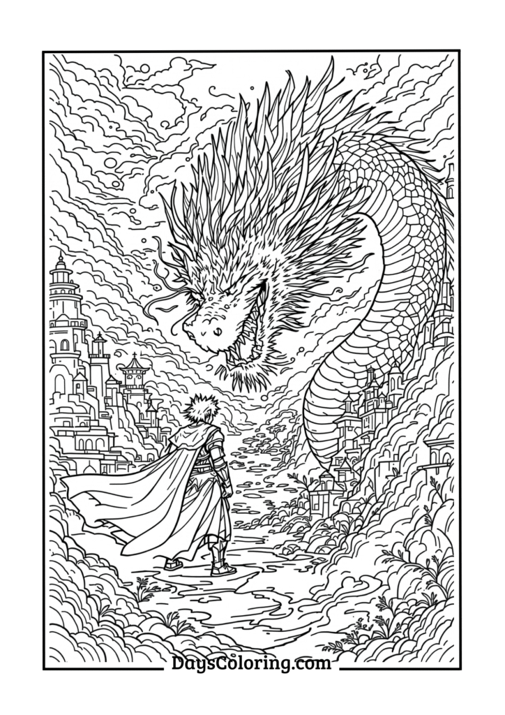 Dragon and Fantasy Warrior