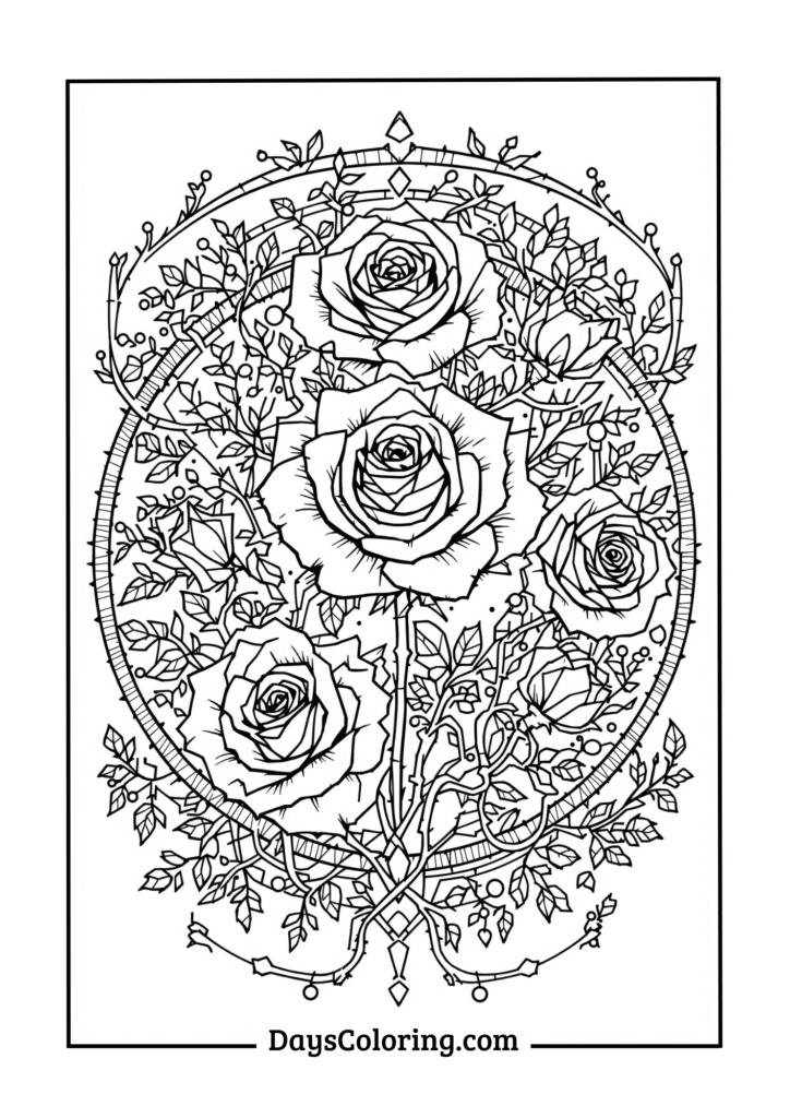 Intricate Mandala Rose Garden