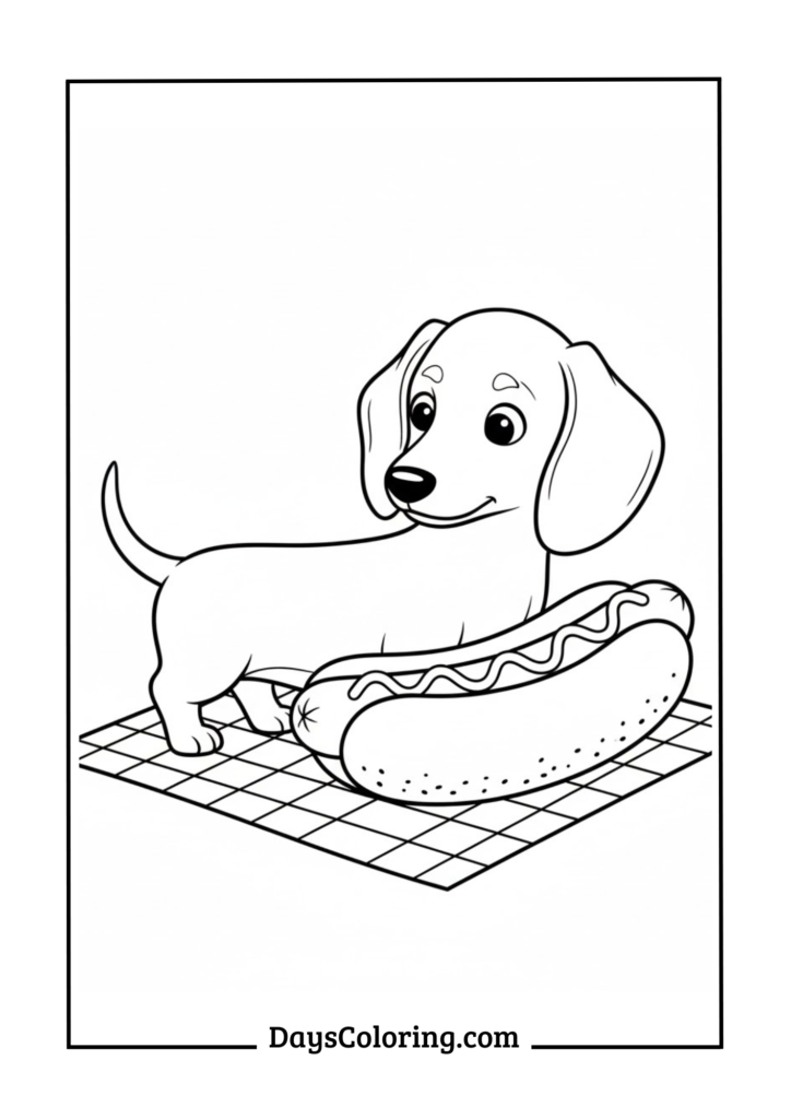 Dachshund Puppy with Hot Dog