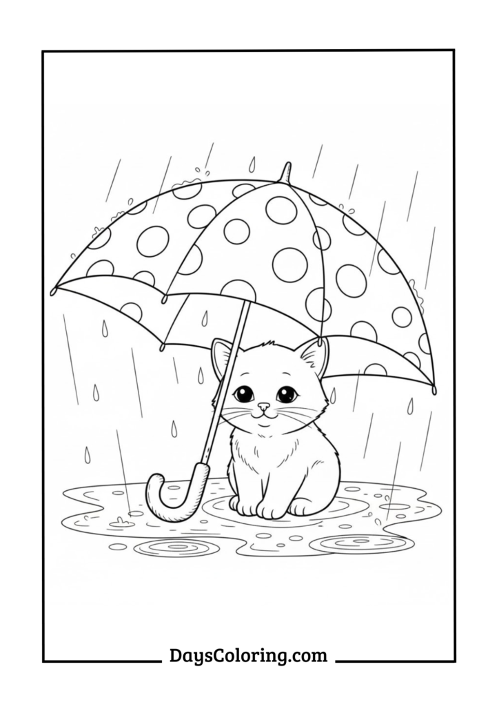 Kitten Under Umbrella