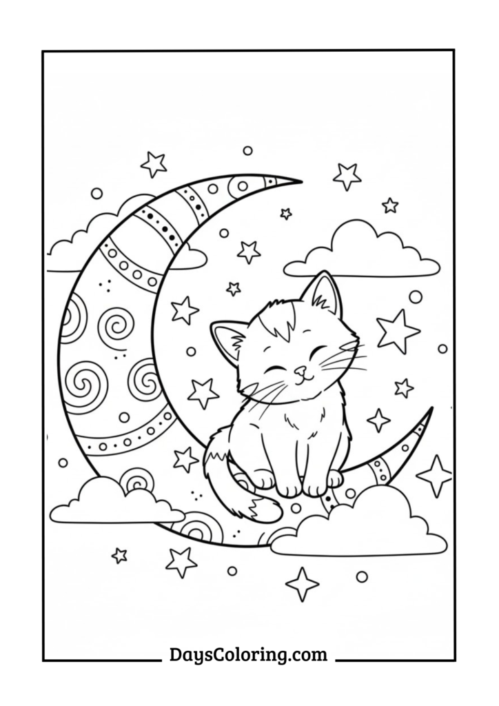 Kitten in Moon and Stars