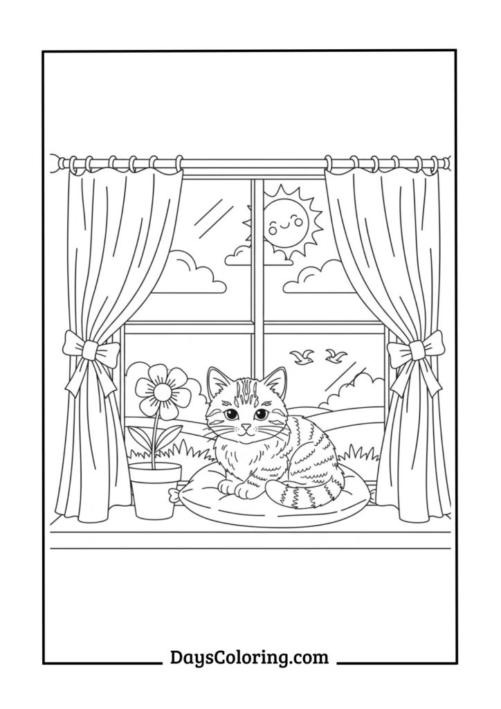 Kitten in Window Frame