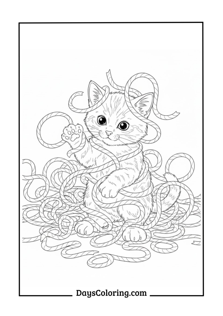 Kitten with Ball of String