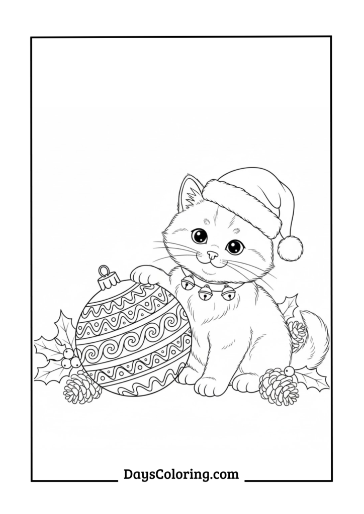 Kitten with Christmas Ornament