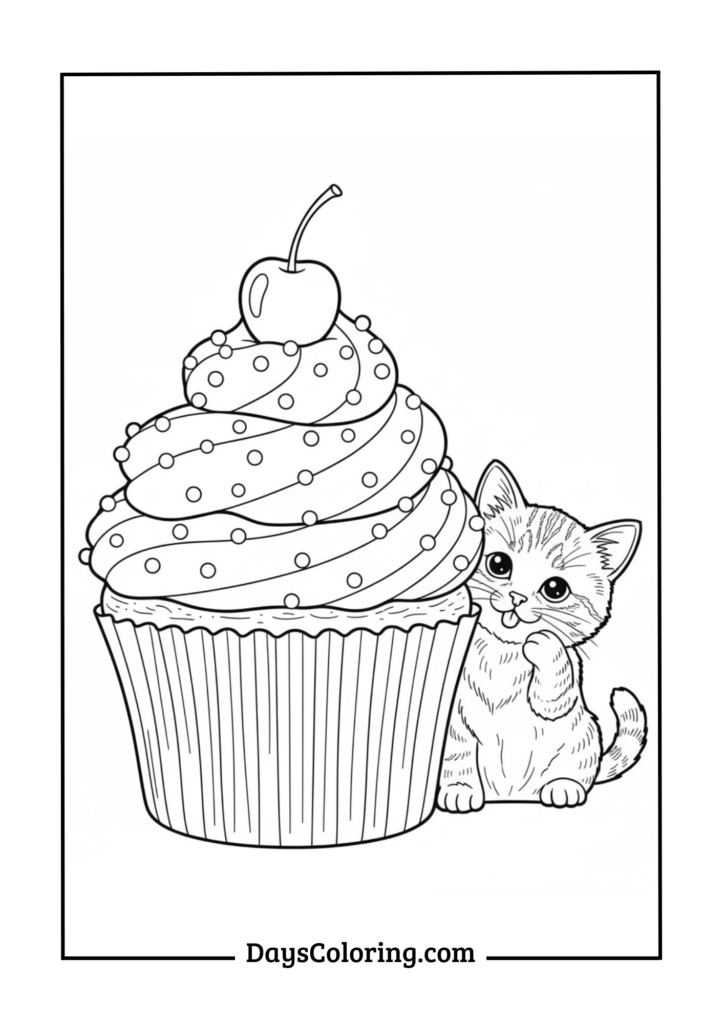 Kitten with Cupcake