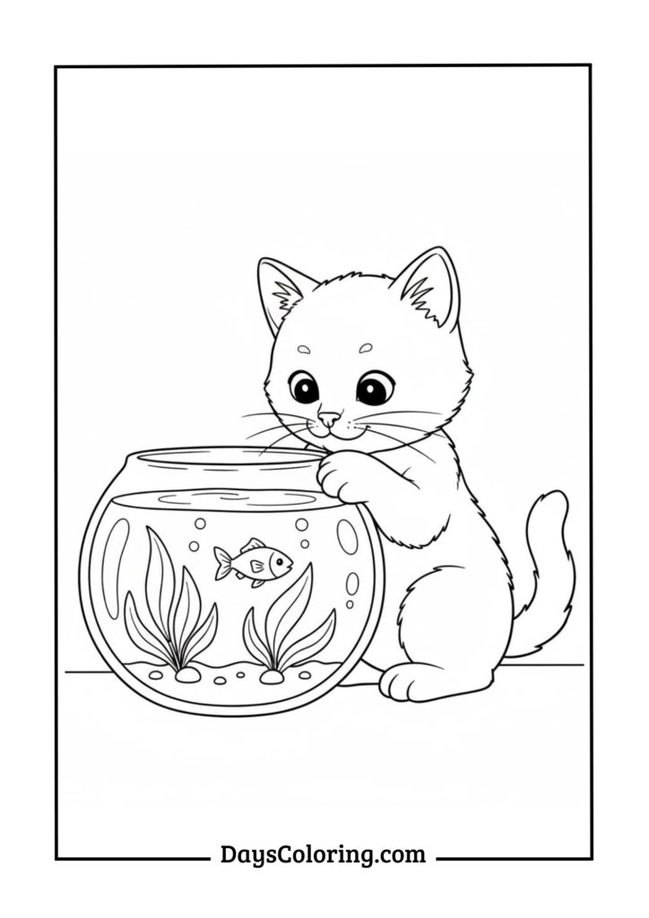 Kitten with Fish Bowl