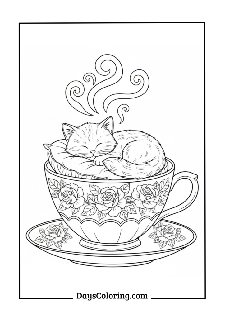 Sleepy Kitten in a Teacup