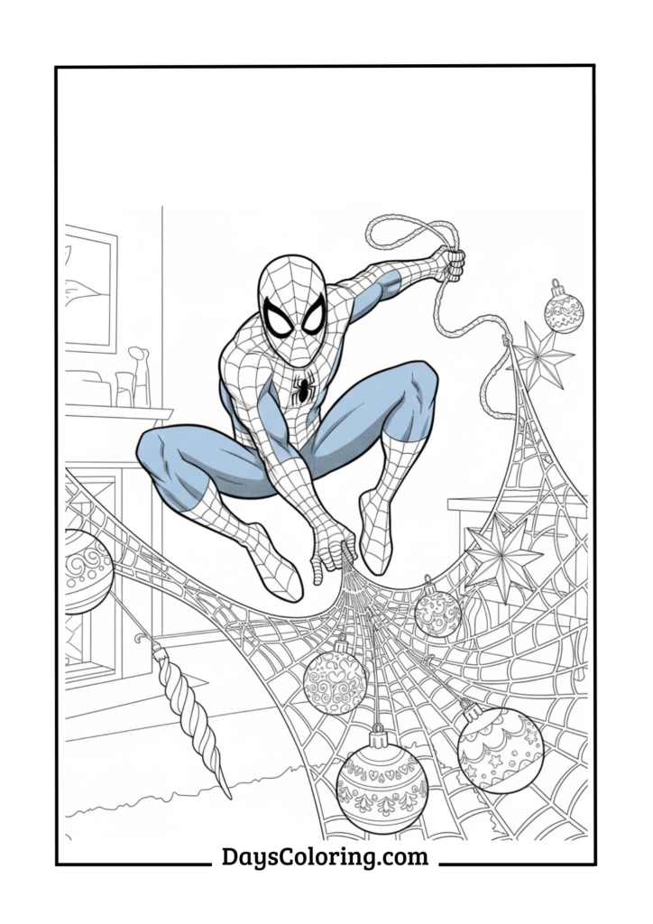 Spiderman Catching Falling Ornaments