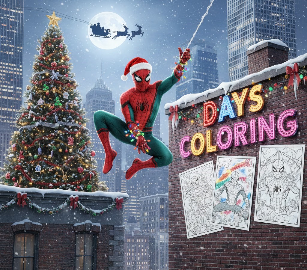 Spiderman Christmas Coloring Pages
