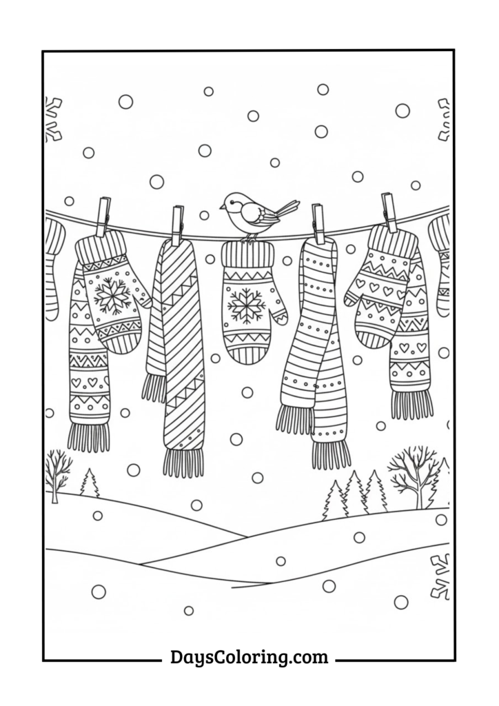 Winter Mittens on Clothesline